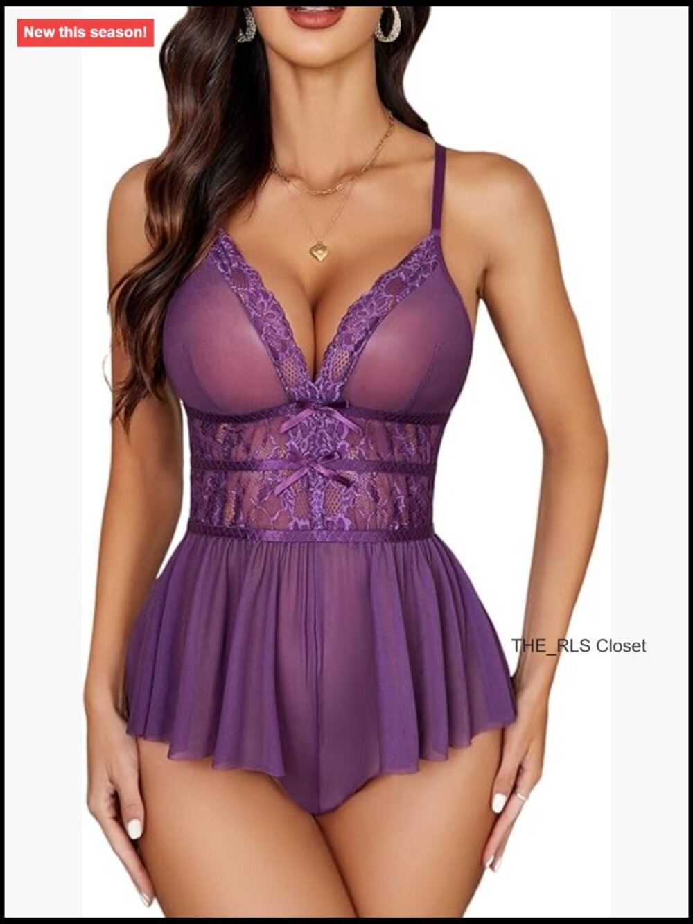 V Neck Lace Teddy Bodysuit Sexy Sheer Mesh Sleepwear